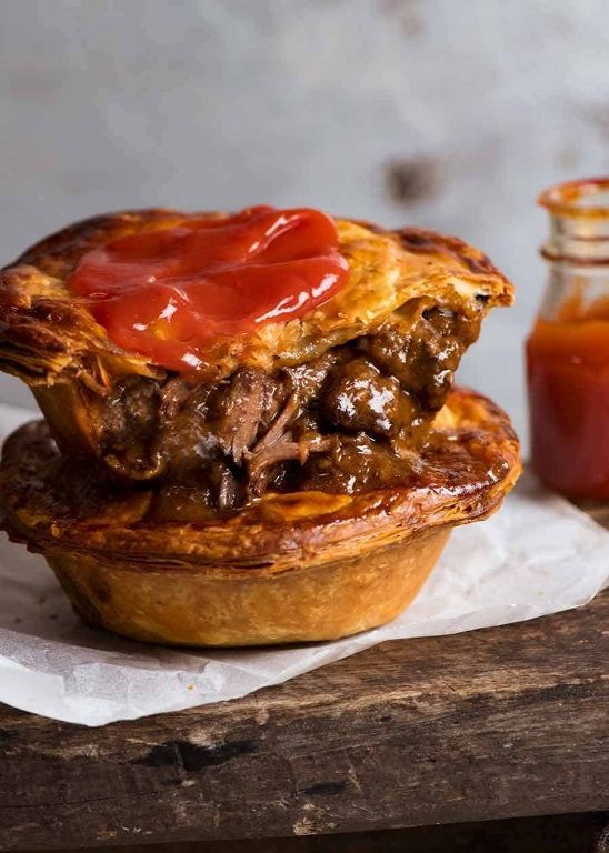 Australian Meat Pie with Tomato Sauce