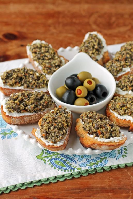 Babybel Cheese and Olive Tapenade Crostini
