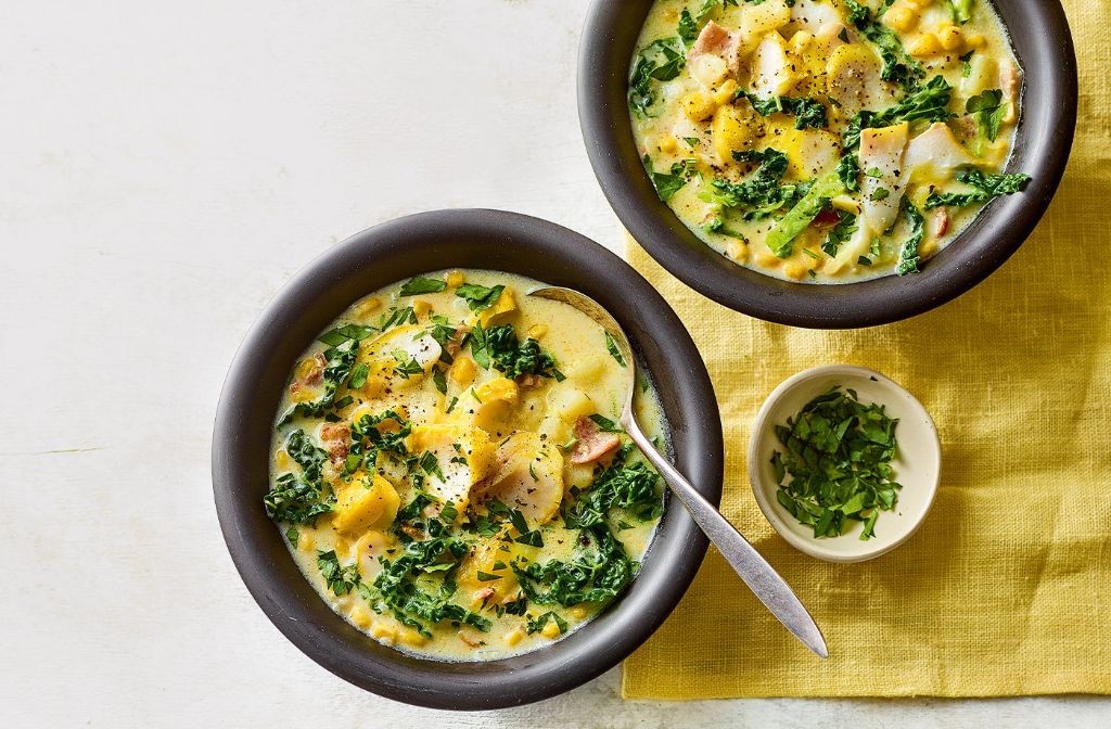 Basa Fish Chowder with Corn and Potatoes