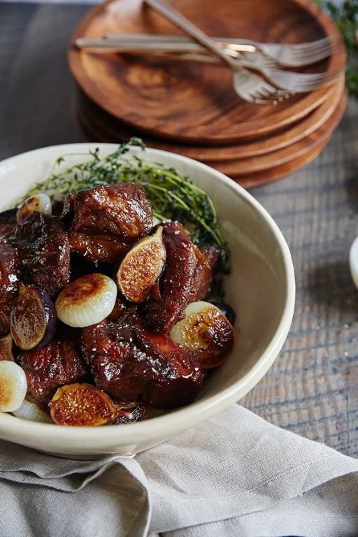 Bourbon Glazed Pork Stew with Sweet Onions
