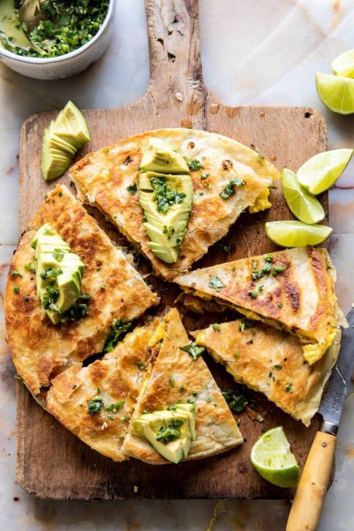 Breakfast Quesadilla with Avocado Salsa