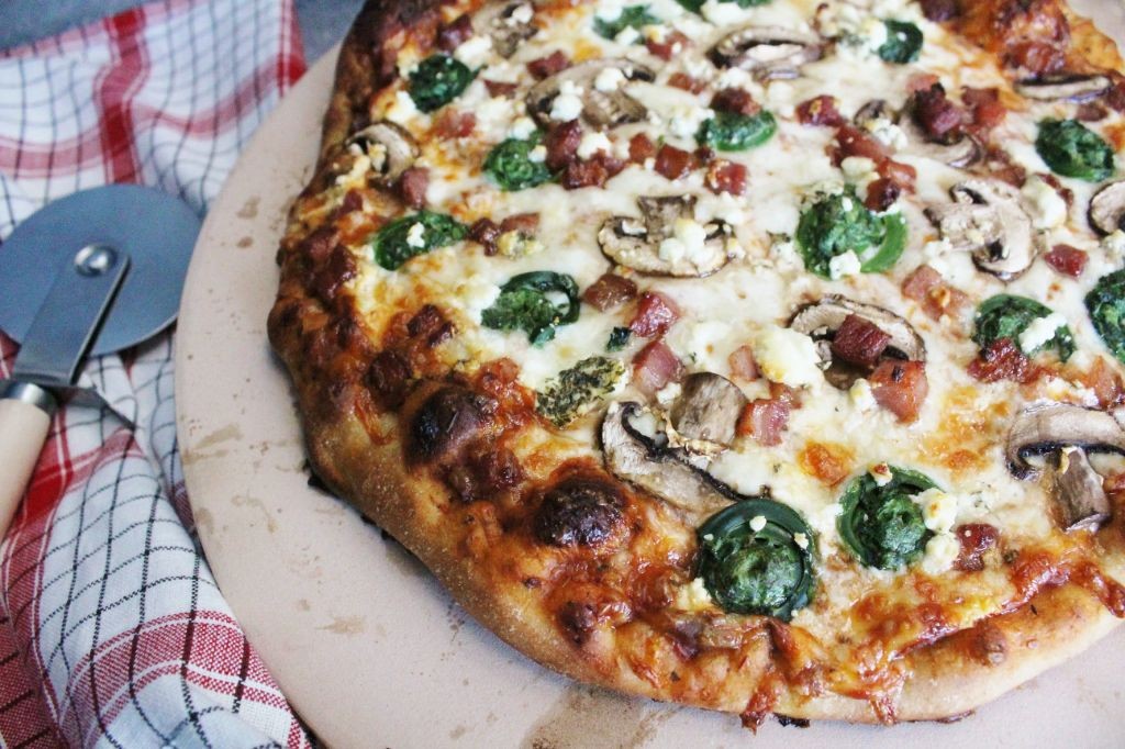Fiddlehead and Caramelized Onion Pizza