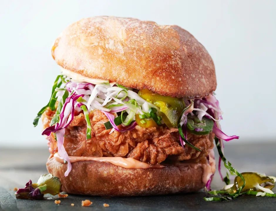 Fried Chicken Breast Sandwich with Slaw