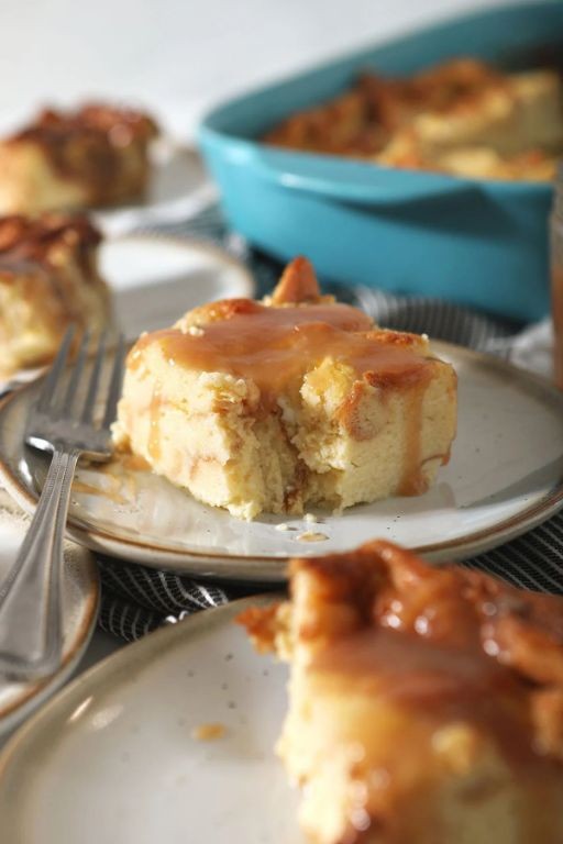 Funfetti Cake Mix Bread Pudding with Caramel Drizzle