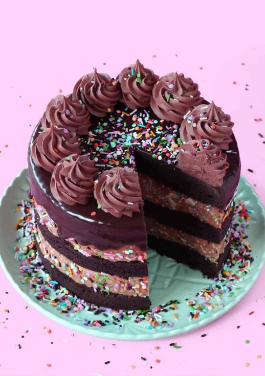 Funfetti Cake Mix Brownies with Chocolate Ganache