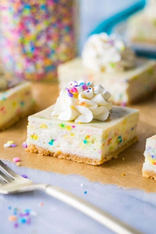 Funfetti Cake Mix Cheesecake Bars with Graham Cracker Crust