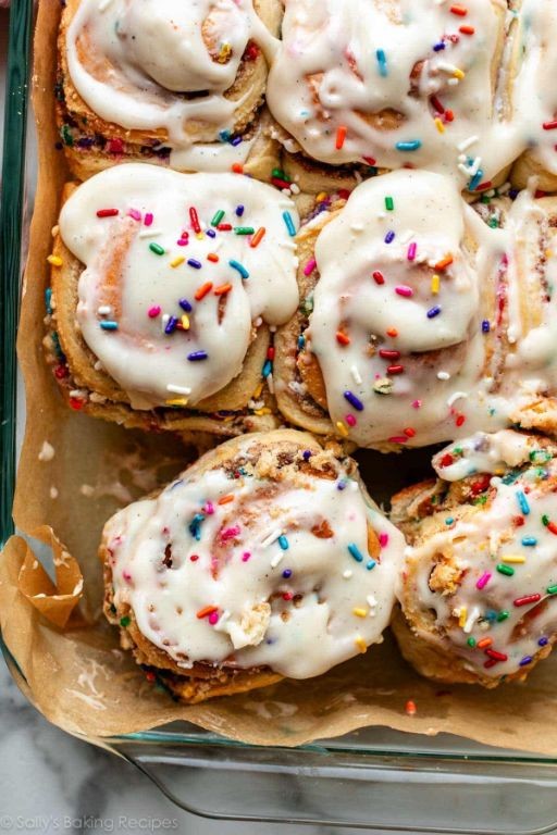 Funfetti Cake Mix Cinnamon Rolls with Cream Cheese Icing