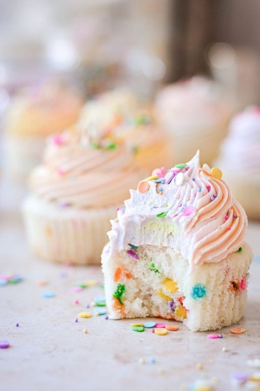 Funfetti Cake Mix Cupcakes with Rainbow Chip Frosting