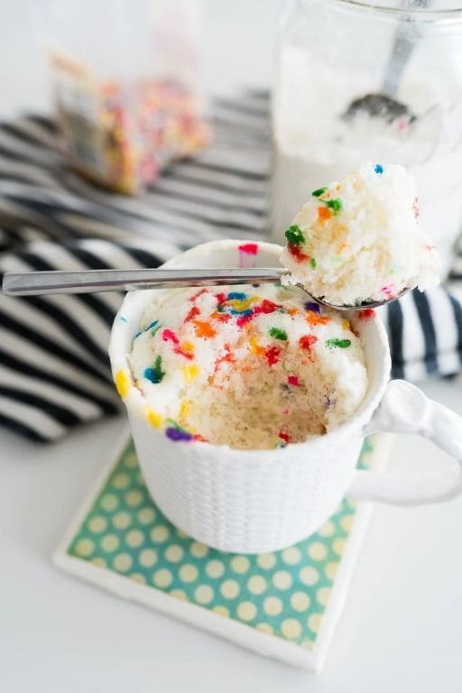 Funfetti Cake Mix Mug Cake with Buttercream Frosting