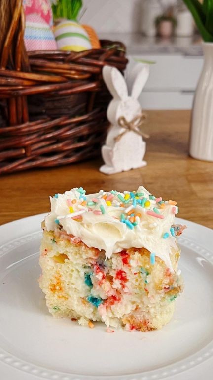 Funfetti Cake Mix Poke Cake with Sweetened Condensed Milk