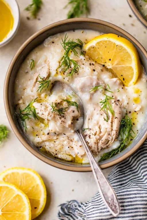 Greek Avgolemono Chicken and Rice Soup