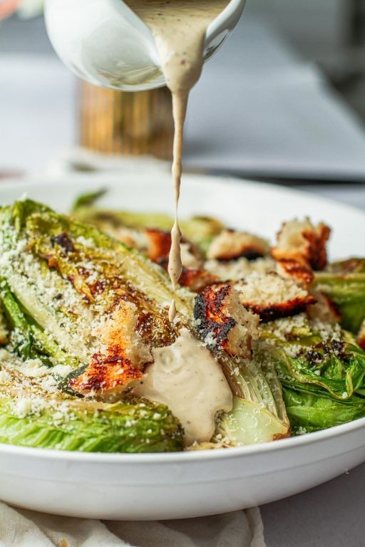 Grilled Iceberg Lettuce with Caesar Dressing
