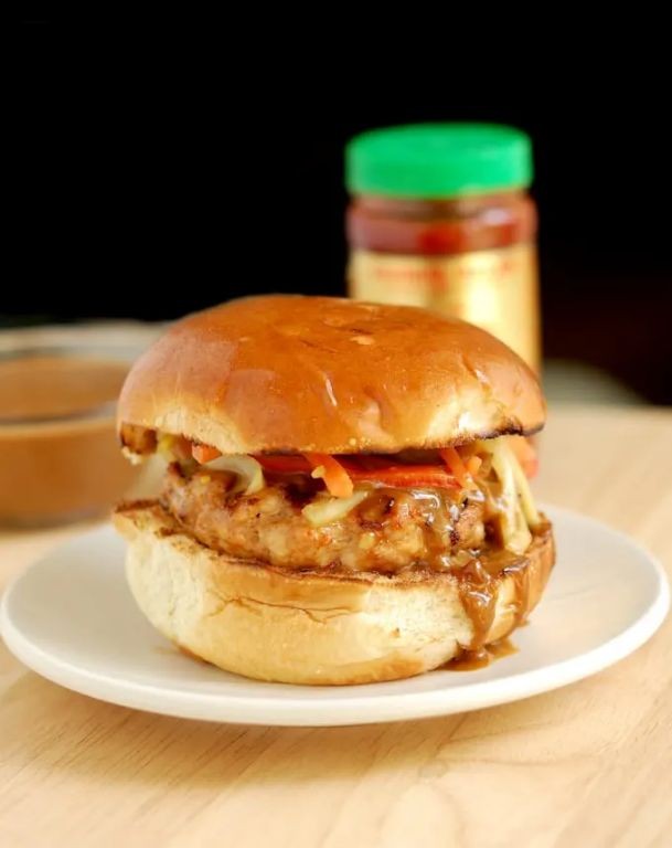 Indonesian Satay Burger with Peanut Sauce