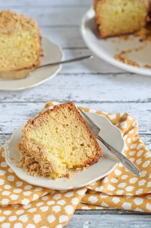 Lemon Creme Coffee Cake with Almond Streusel