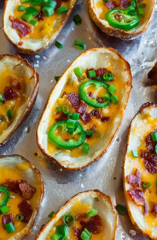 Loaded Baked Potato Skins with Jalapeños