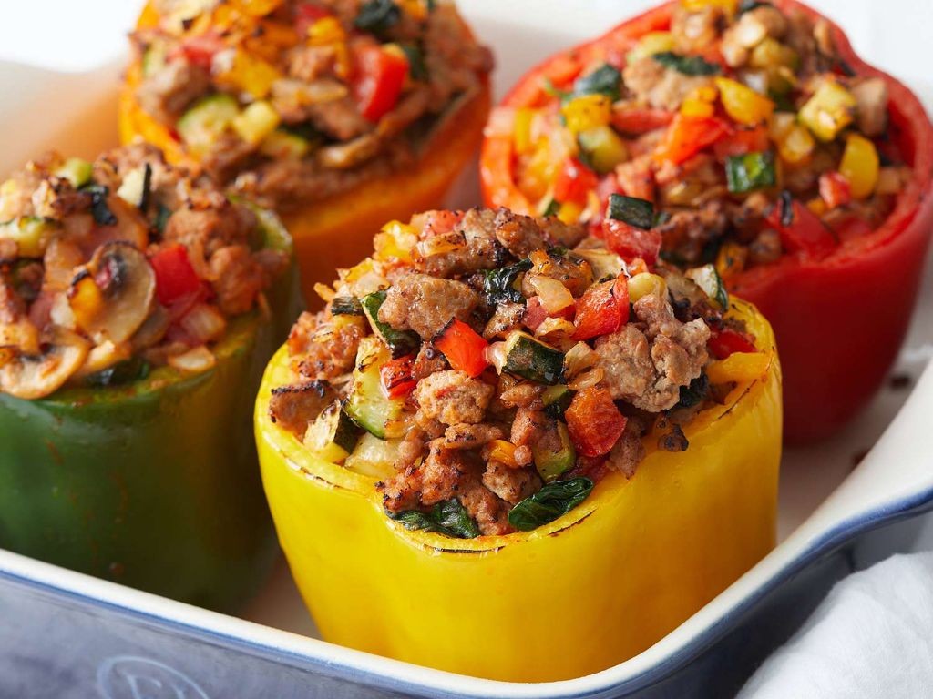 Low Sugar Turkey and Veggie Stuffed Peppers