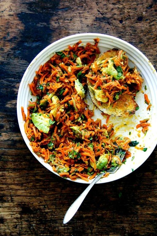 Moroccan Carrot Salad with Harissa and Yogurt Dressing