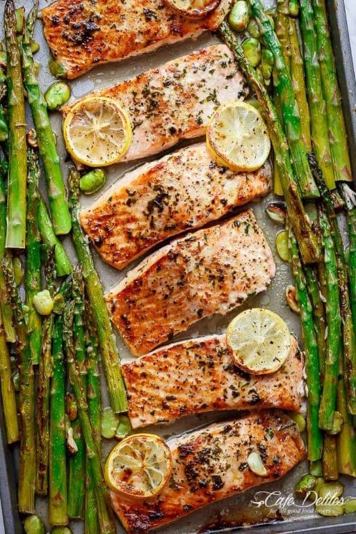 One-Pan Lemon Garlic Salmon with Asparagus