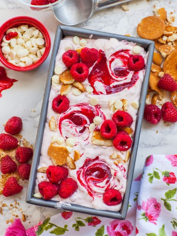 Raspberry Swirl Affogato with White Chocolate