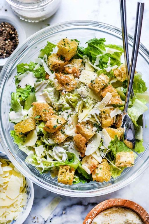 Seafood Caesar Salad with Garlic Croutons