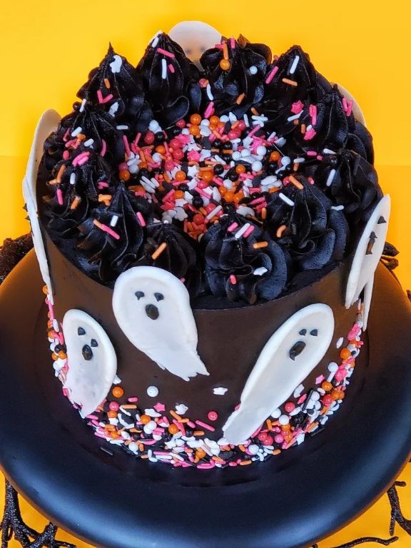 Spooky Halloween Black Ash Cake with Licorice