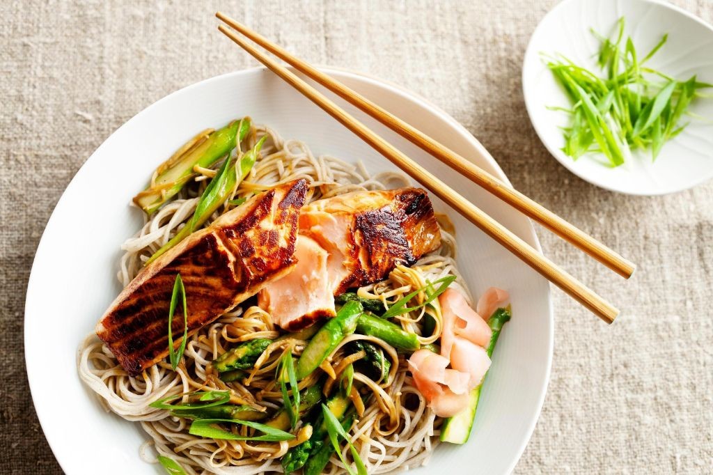 Teriyaki Salmon and Asparagus Noodles