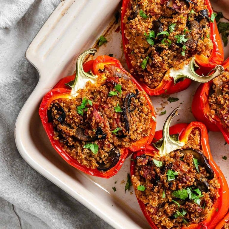 Vegan Mushroom and Quinoa Stuffed Peppers