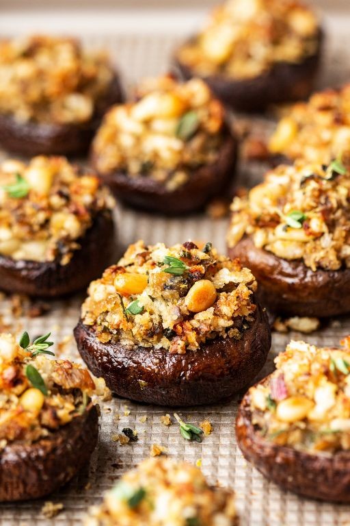 Vegan Stuffed Mushrooms with Garlic and Herbs