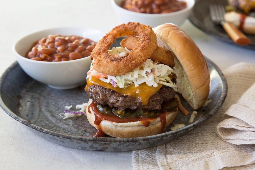 BBQ Krabby Patty with Onion Rings