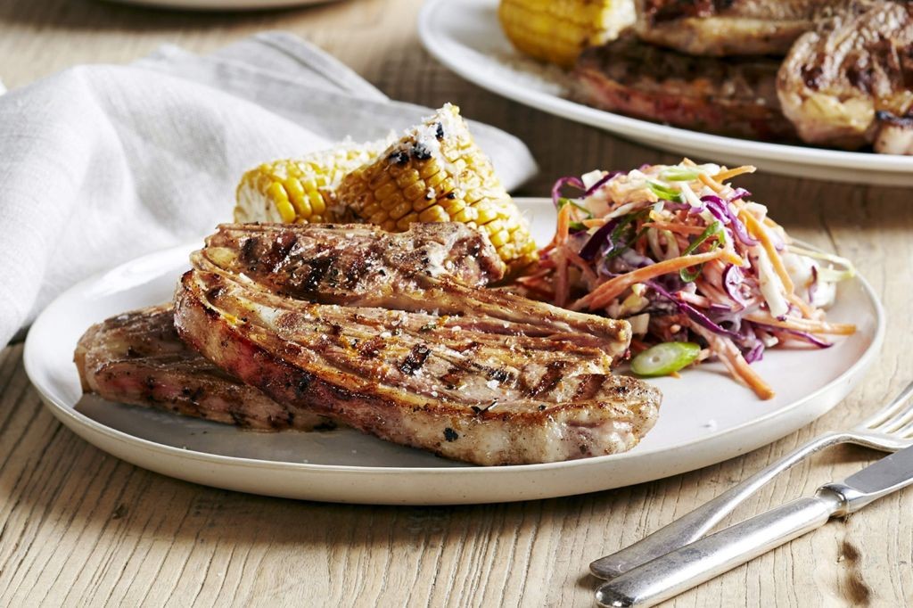 BBQ Lamb Shoulder Chops with Coleslaw