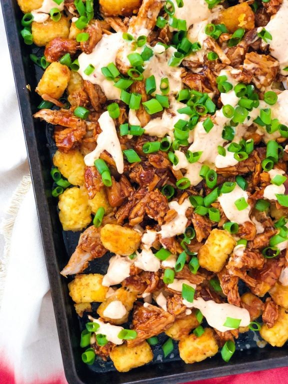 BBQ Pulled Pork Tater Tot Breakfast Bake