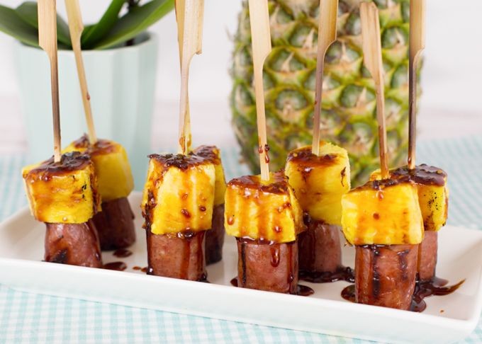 BBQ Sausage and Pineapple Kabobs