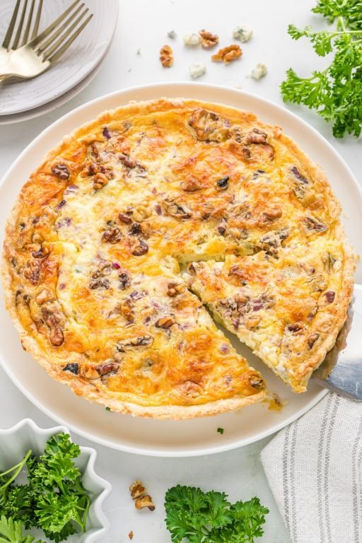 Bacon and Blue Cheese Quiche with Walnuts