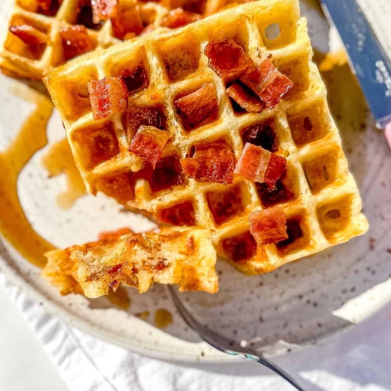 Bacon and Cheddar Waffles with Maple Butter
