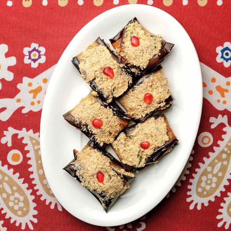 Badrijani Nigvzit (Eggplant with Walnut Filling)