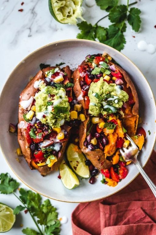 Baked Sweet Potato with Black Beans