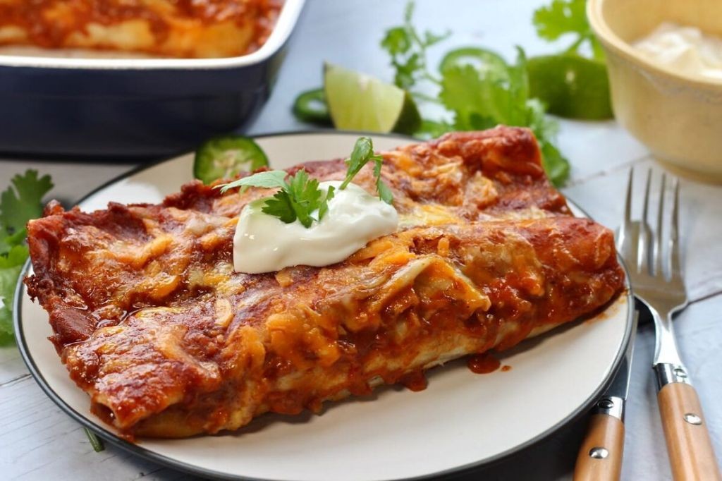 Beef and Black Bean Enchiladas with Red Sauce