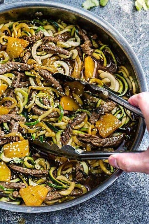 Beef and Mushroom Stir-Fry with Zucchini Noodles