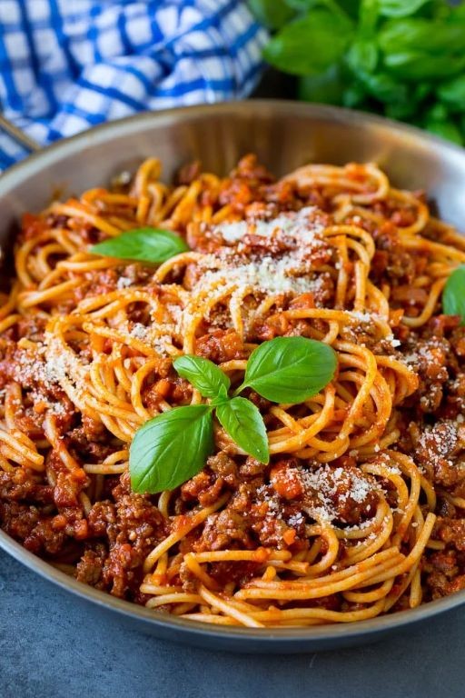 Beef and Pasta Bolognese with Fresh Basil