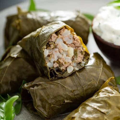 Beef and Rice Stuffed Grape Leaves (Dolmas)