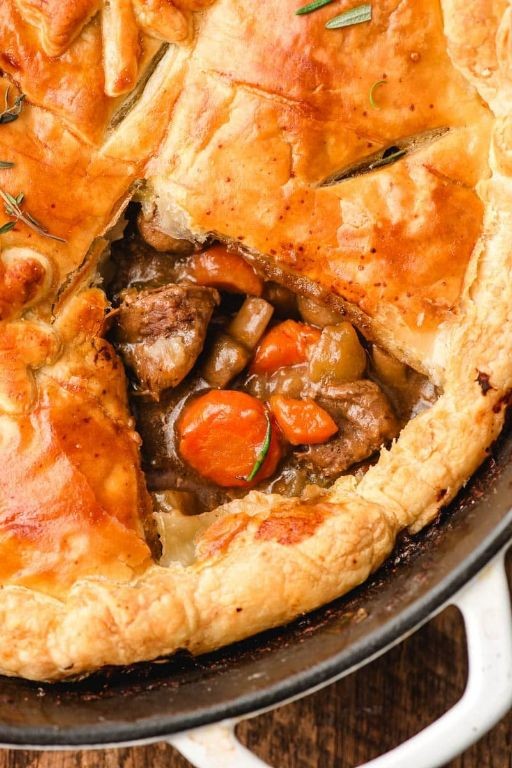 Beef and Vegetable Pot Pie with Puff Pastry