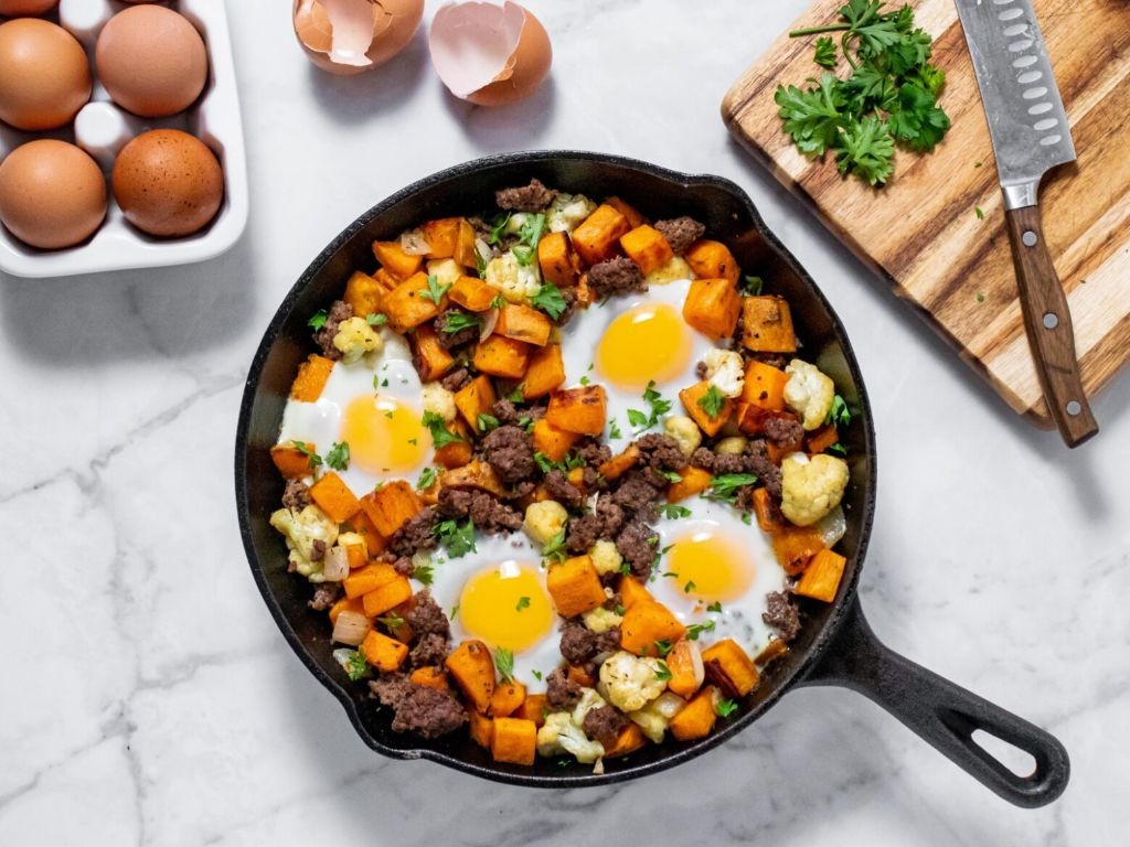 Bison Steak and Sweet Potato Hash
