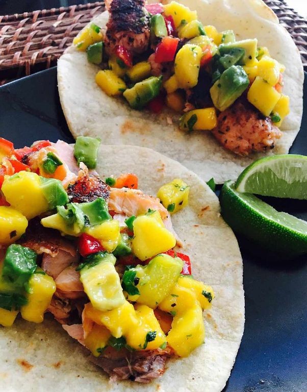 Blackened Salmon Tacos with Mango Salsa