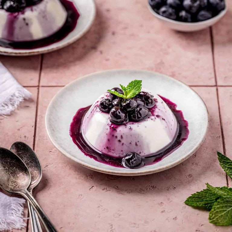 Blueberry Panna Cotta with Berry Coulis