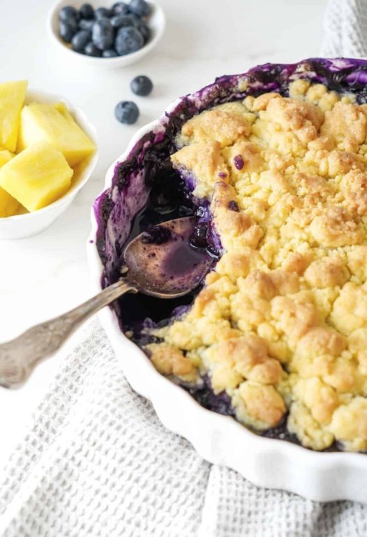Blueberry Pineapple Dump Cake with Tropical Twist