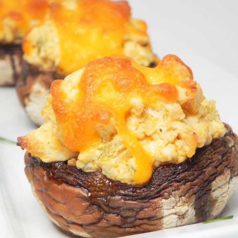 Buffalo Chicken Stuffed Portobello Mushrooms