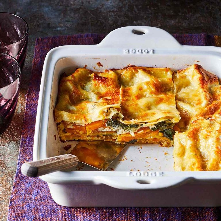 Butternut Squash and Spinach Lowfat Lasagna