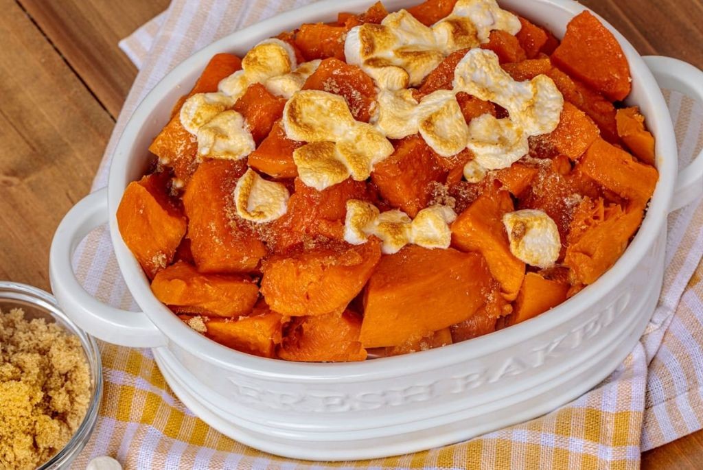 Caramel-glucose roasted sweet potatoes