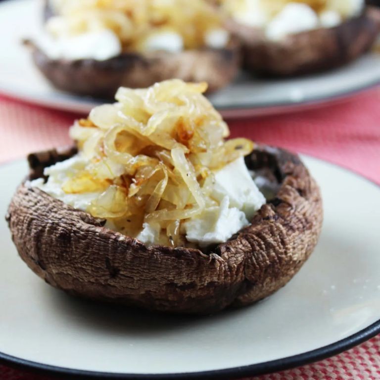 Caramelized Onion and Brie Stuffed Portobello Mushrooms