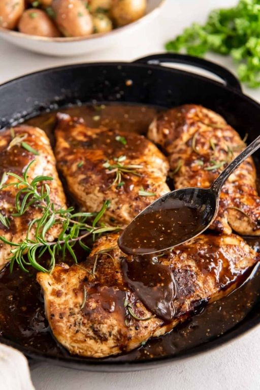 Cast Iron Skillet Chicken with Balsamic Glaze